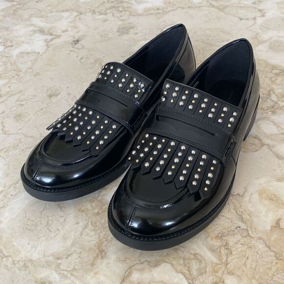 NWOT Design Concepts Studio Patent Leather Studded Loafers - Picture 4 of 14